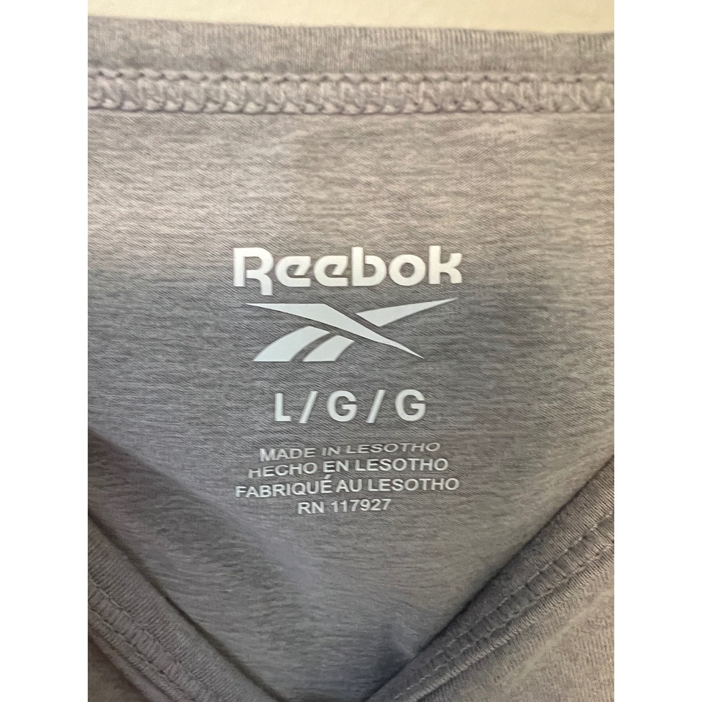 Reebok Activewear Shirt Women Large Gray Mesh Keyhole Back Workout Top - Picture 4 of 7